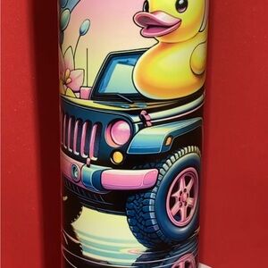 Colorful Tumbler with Duck and Jeep Design